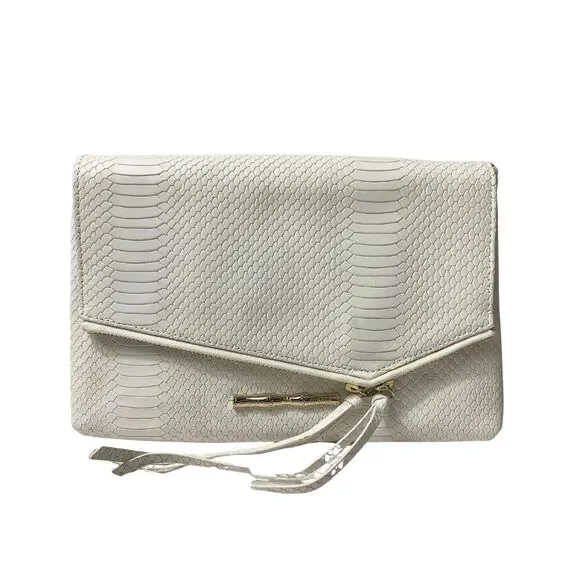 Elaine Turner White Snake-Embossed Clutch Wristlet | Like a New - Picture 2 of 16